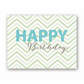 Green Chevron Wish Economy Birthday Card - White Unlined Envelope